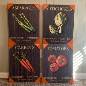 4 pack Farm veggie wall art